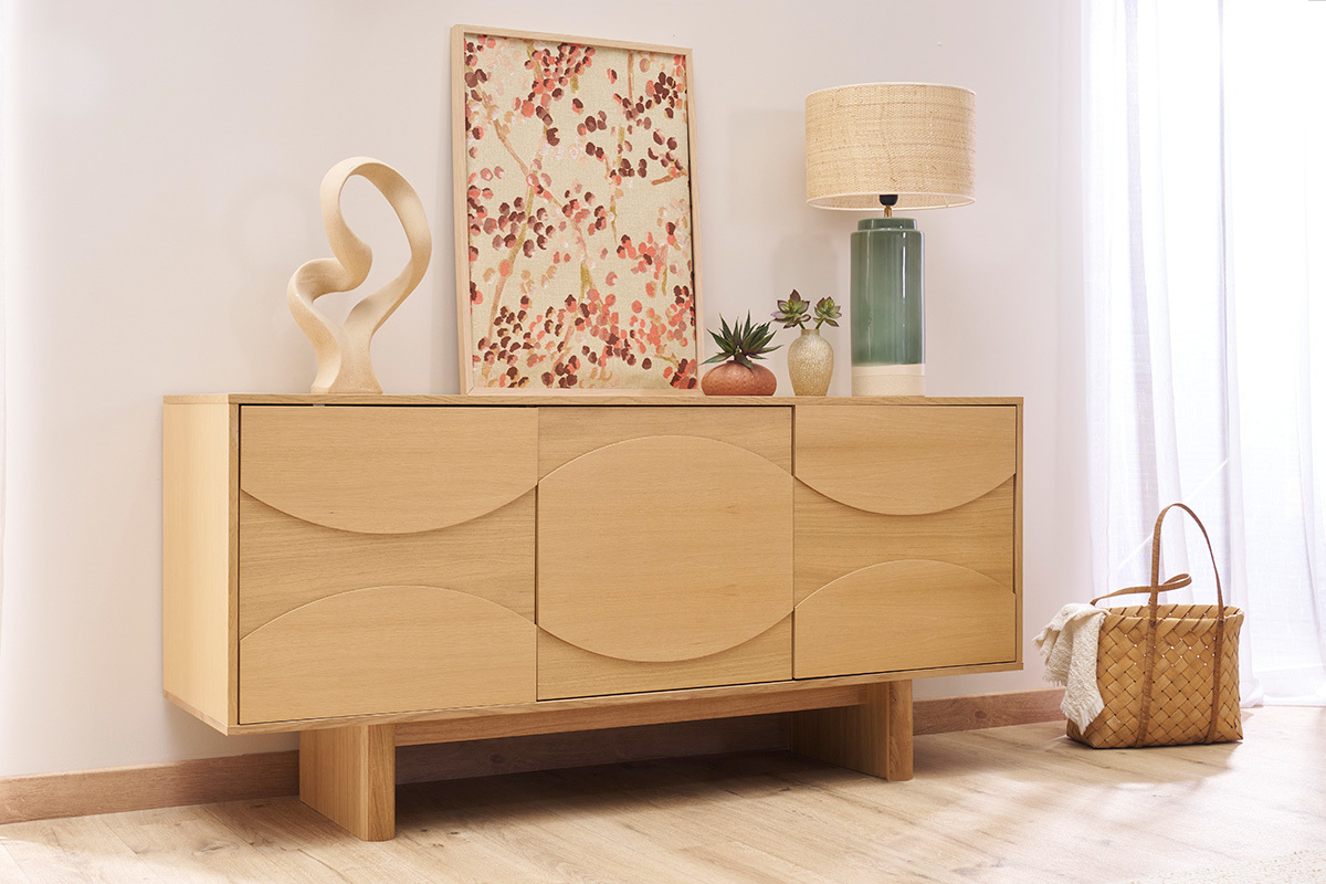 Lmpara de mesa verde de cermica y pantalla de rafia H64 cm MAJES