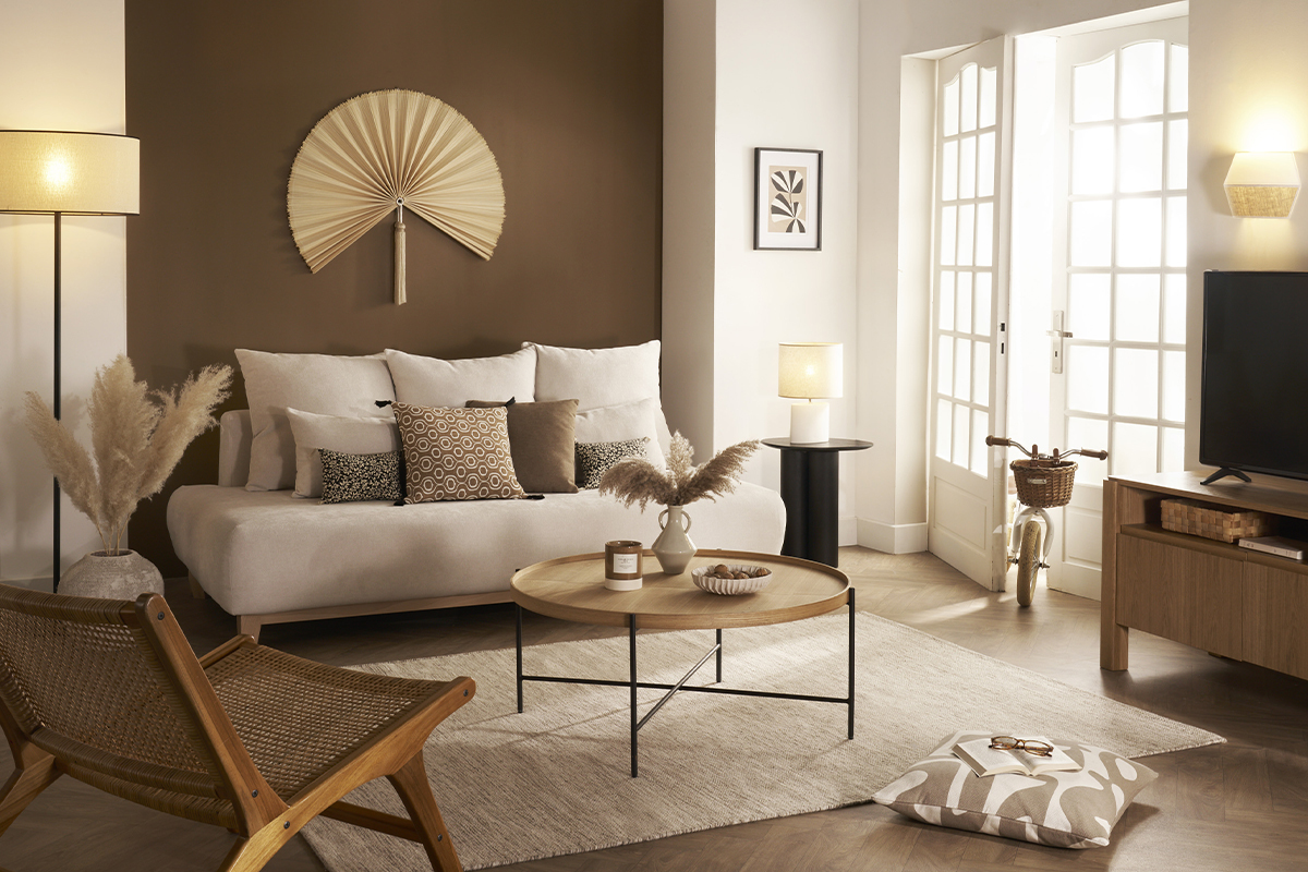 Lmpara de pared de algodn blanco y lino natural CONIE