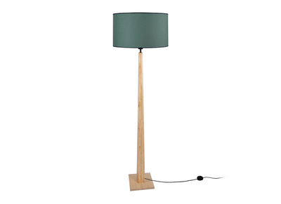 Lámpara de pie azul grisáceo con pata de madera NIDRA - Lámpara de pie azul grisáceo con pata de madera NIDRA