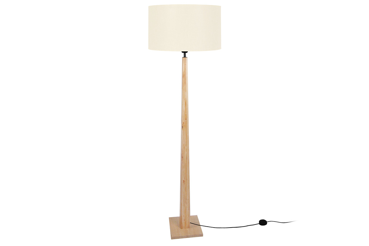 Lmpara de pie color crudo con pata de madera NIDRA