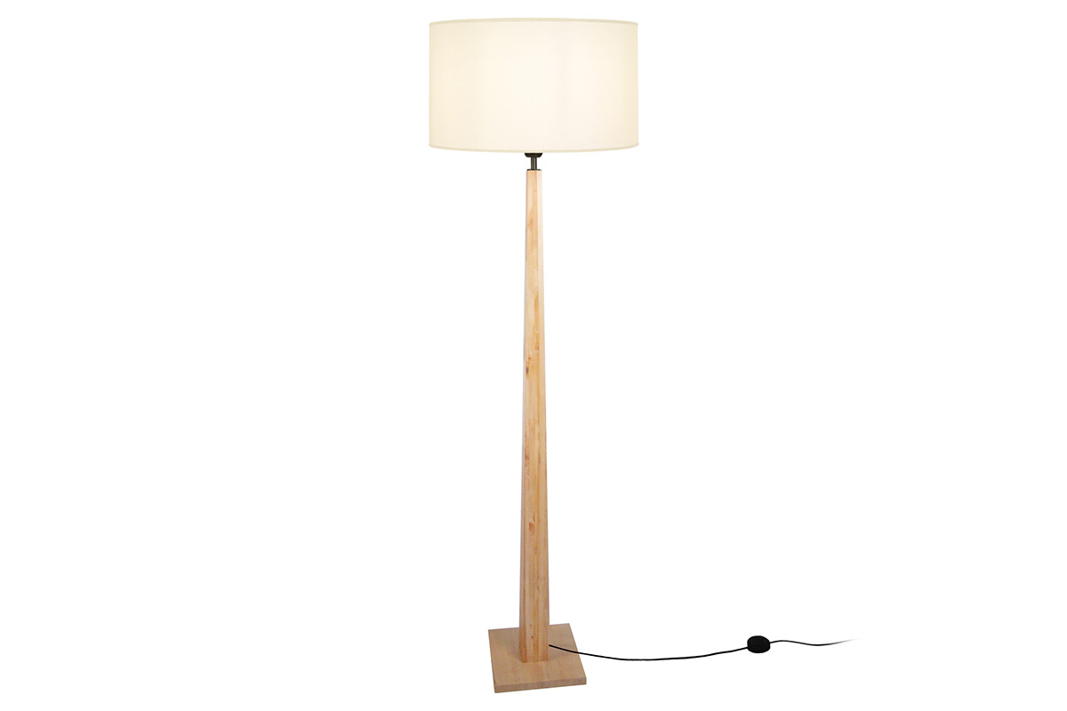 Lmpara de pie color crudo con pata de madera NIDRA