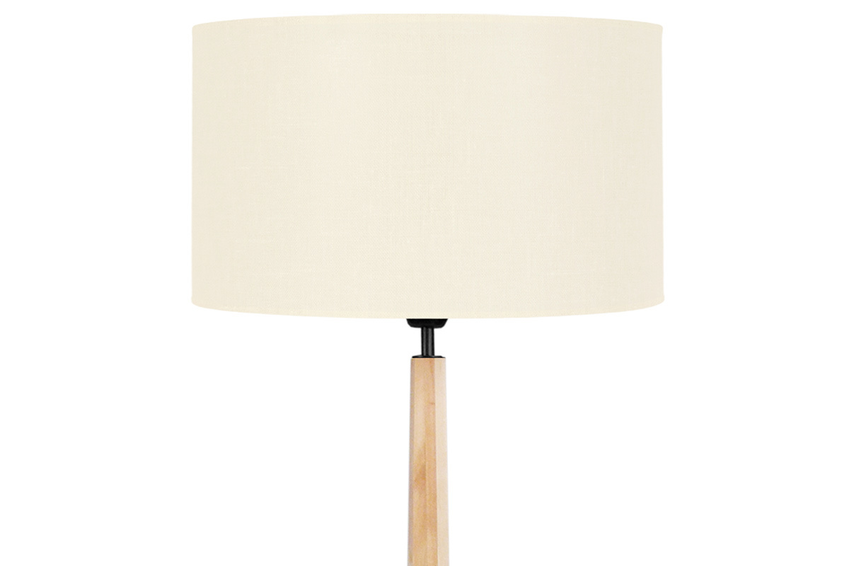 Lmpara de pie color crudo con pata de madera NIDRA