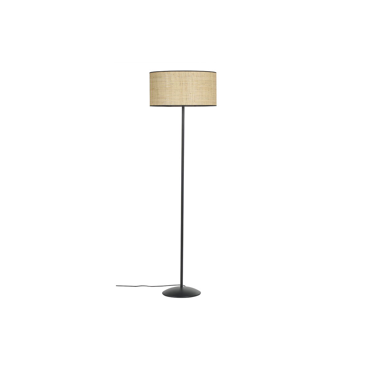 Lámpara de pie de rafia y metal negro 170 cm ALOE