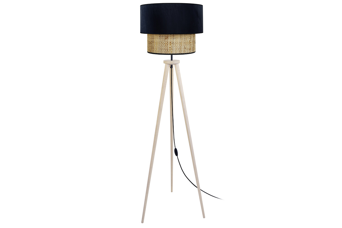 Lmpara de pie de yute y terciopelo negro 40cm de dim. CHILL
