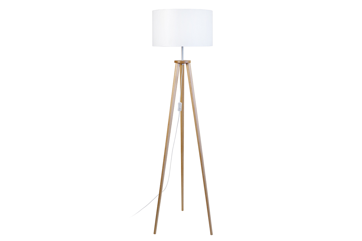 Lmpara de pie diseo trpode madera natural TRIPOD