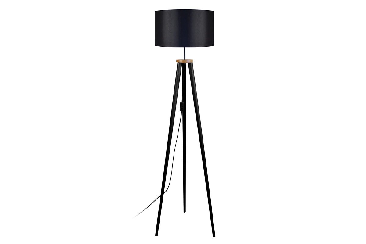 Lmpara de pie diseo trpode madera negra TRIPOD