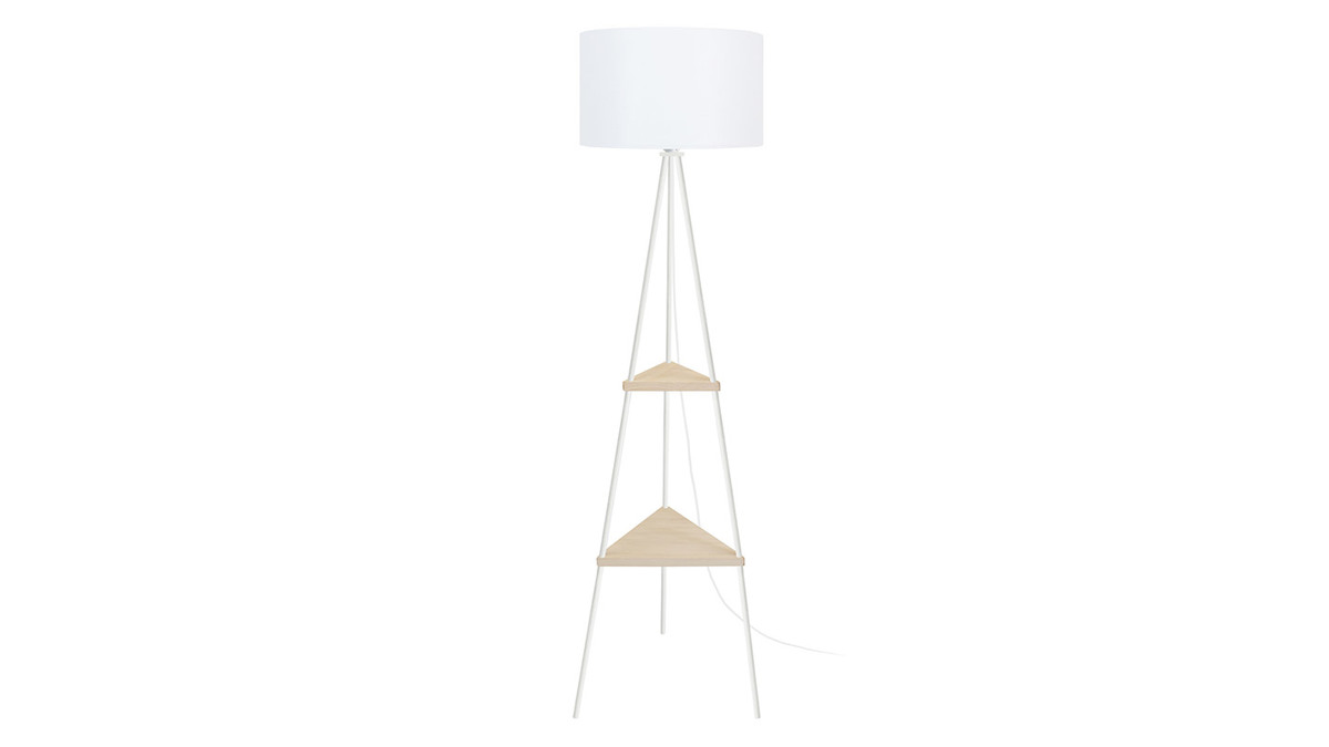 Lmpara de pie metal blanco y madera YIN