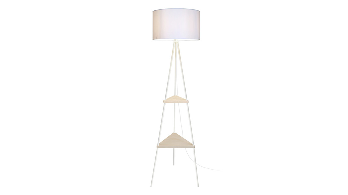 Lmpara de pie metal blanco y madera YIN