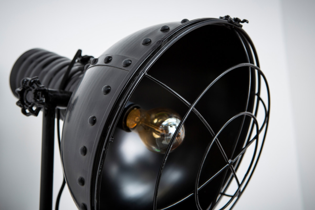 Lmpara de pie metal negro industrial FACTORY