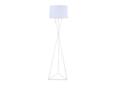 Lámpara de pie moderna con pie metal y pantalla en tejido blanca GAUDI - Lámpara de pie moderna con pie metal y pantalla en tejido blanca GAUDI