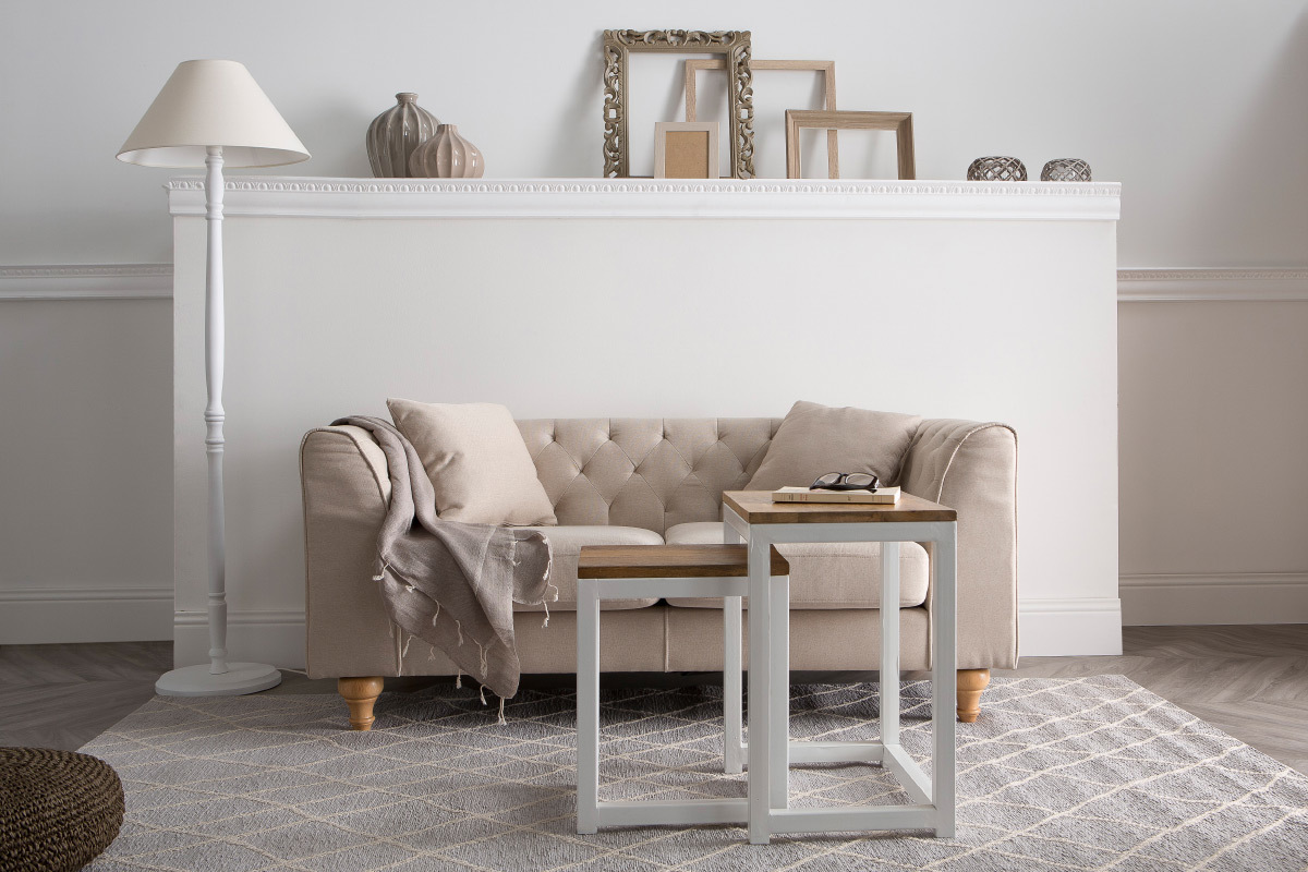 L�mpara de pie moderna madera blanca MERINE