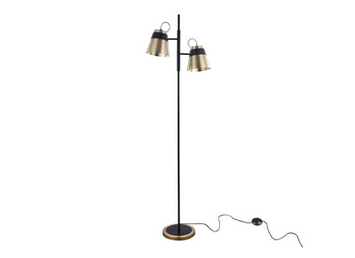 L&aacute;mpara de pie moderna metal perforado dorada y negra TRENTO