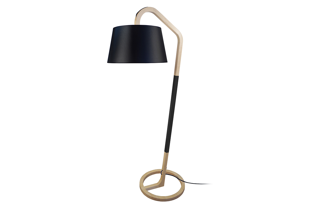 L�mpara de pie moderna pie c�rculo madera negra TWIST