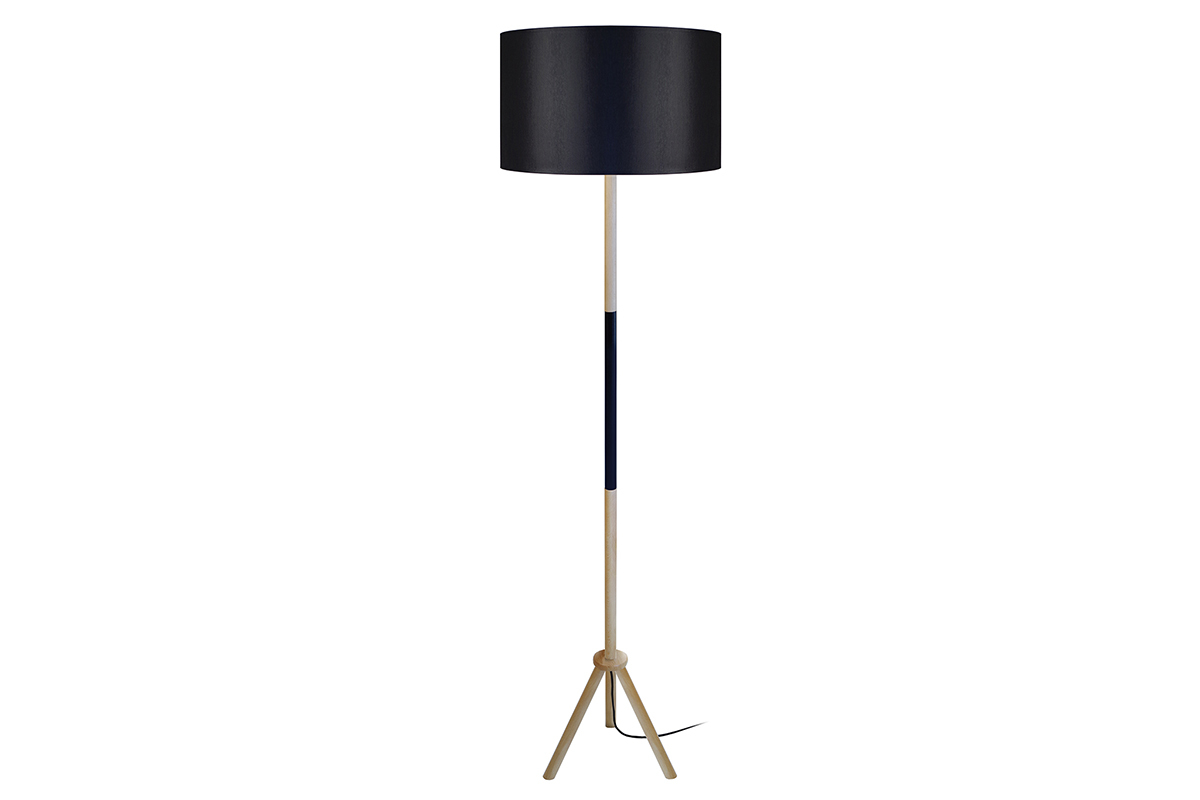 Lmpara de pie moderna trpode madera negra ELIOT