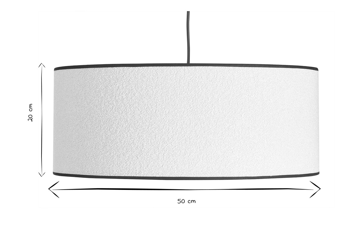 Lmpara de techo cilndrica de borreguillo blanco y rafia natural 50 cm TRAVES