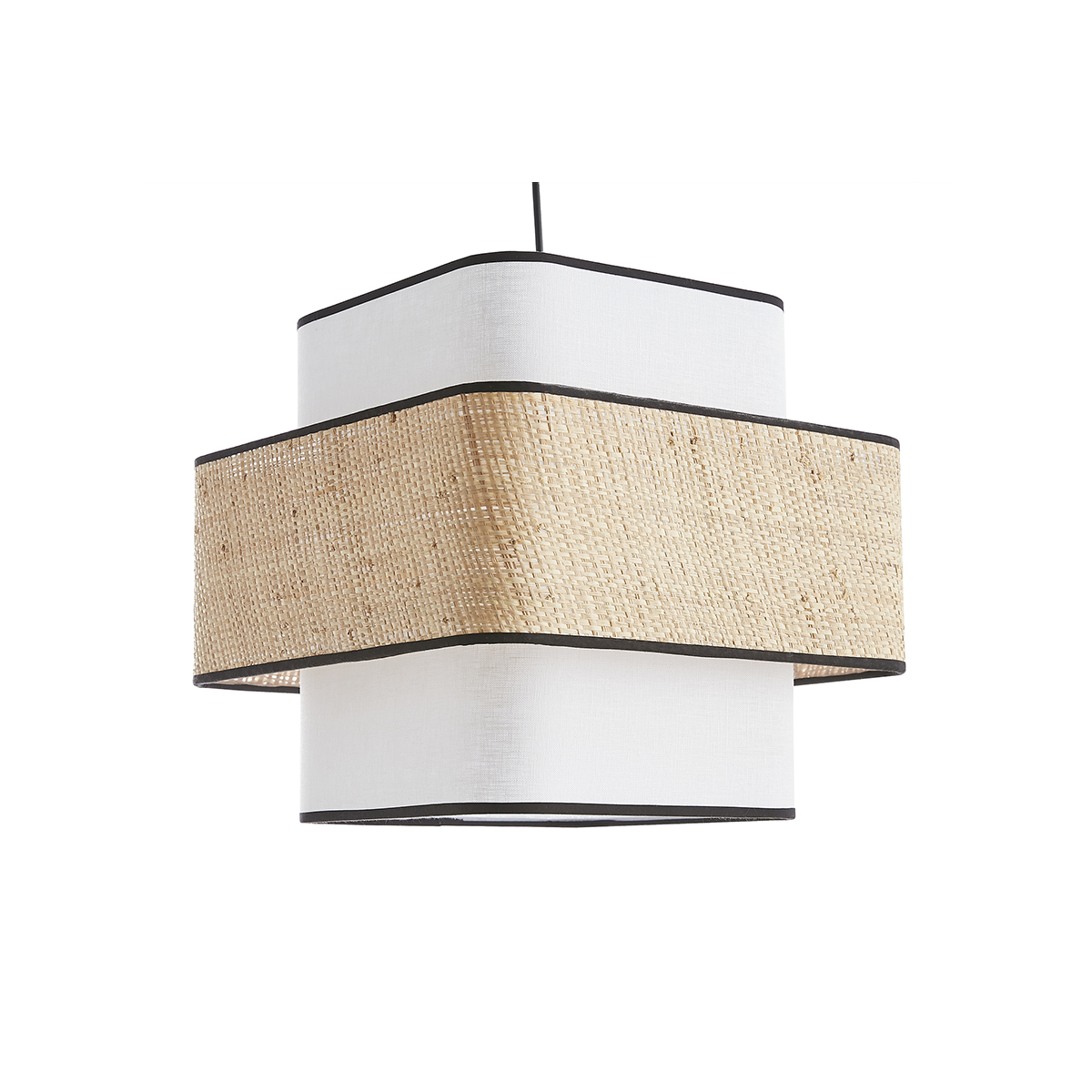 Lámpara de techo colgante de lino blanco y rafia natural 35 cm TERA