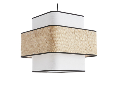 Lámpara de techo colgante de lino blanco y rafia natural 35 cm TERA