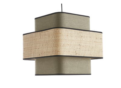 Lámpara de techo colgante de lino verde caqui y rafia natural 35 cm TERA
