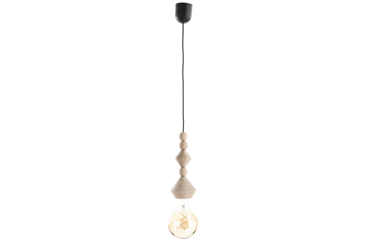 Lmpara de techo con cuentas de madera maciza AKOYA