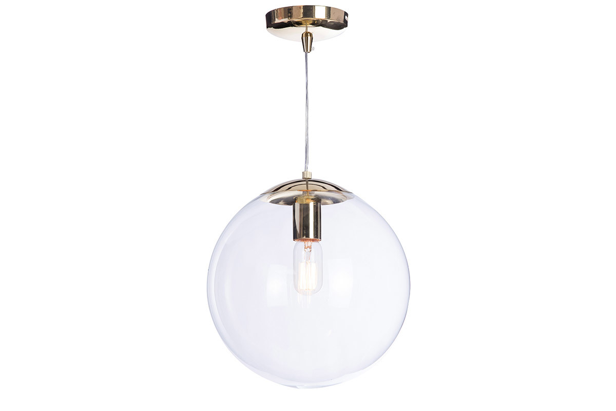 Lmpara de techo cristal transparente y latn GLOBUS
