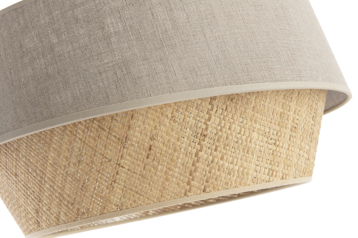 Lmpara de techo de diseo doble material lino natural y rafia SENSA