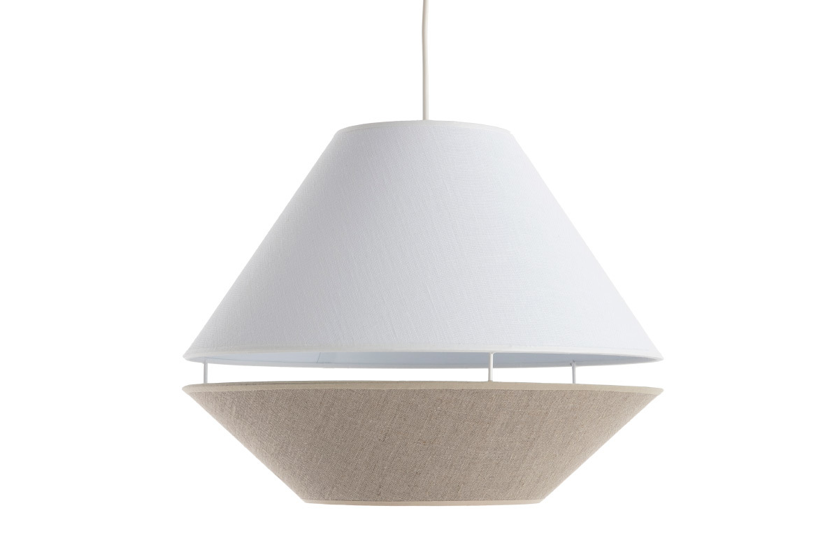 Lmpara de techo de diseo lino natural y blanco 40cm dim. KUPPEL