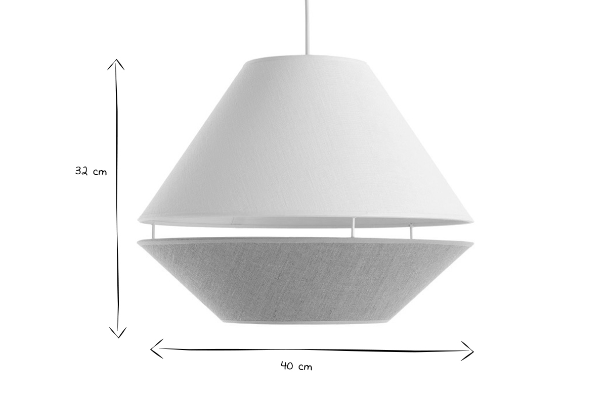 Lmpara de techo de diseo lino natural y blanco 40cm dim. KUPPEL
