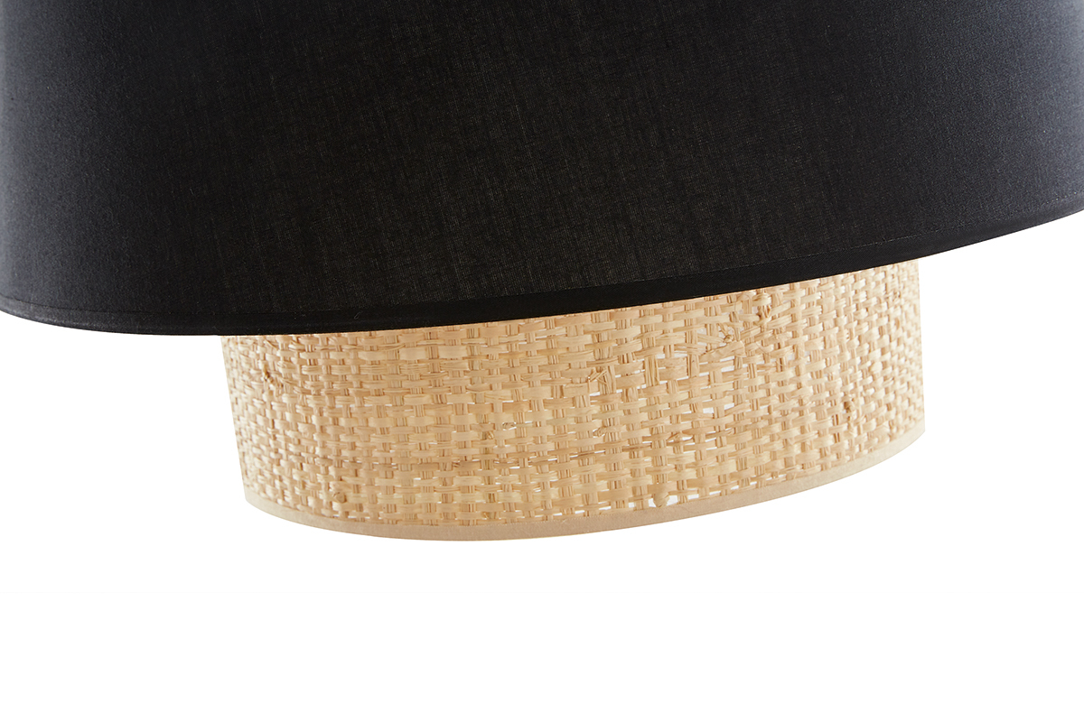 Lmpara de techo de doble material con algodn negro y rafia 40cm JUME