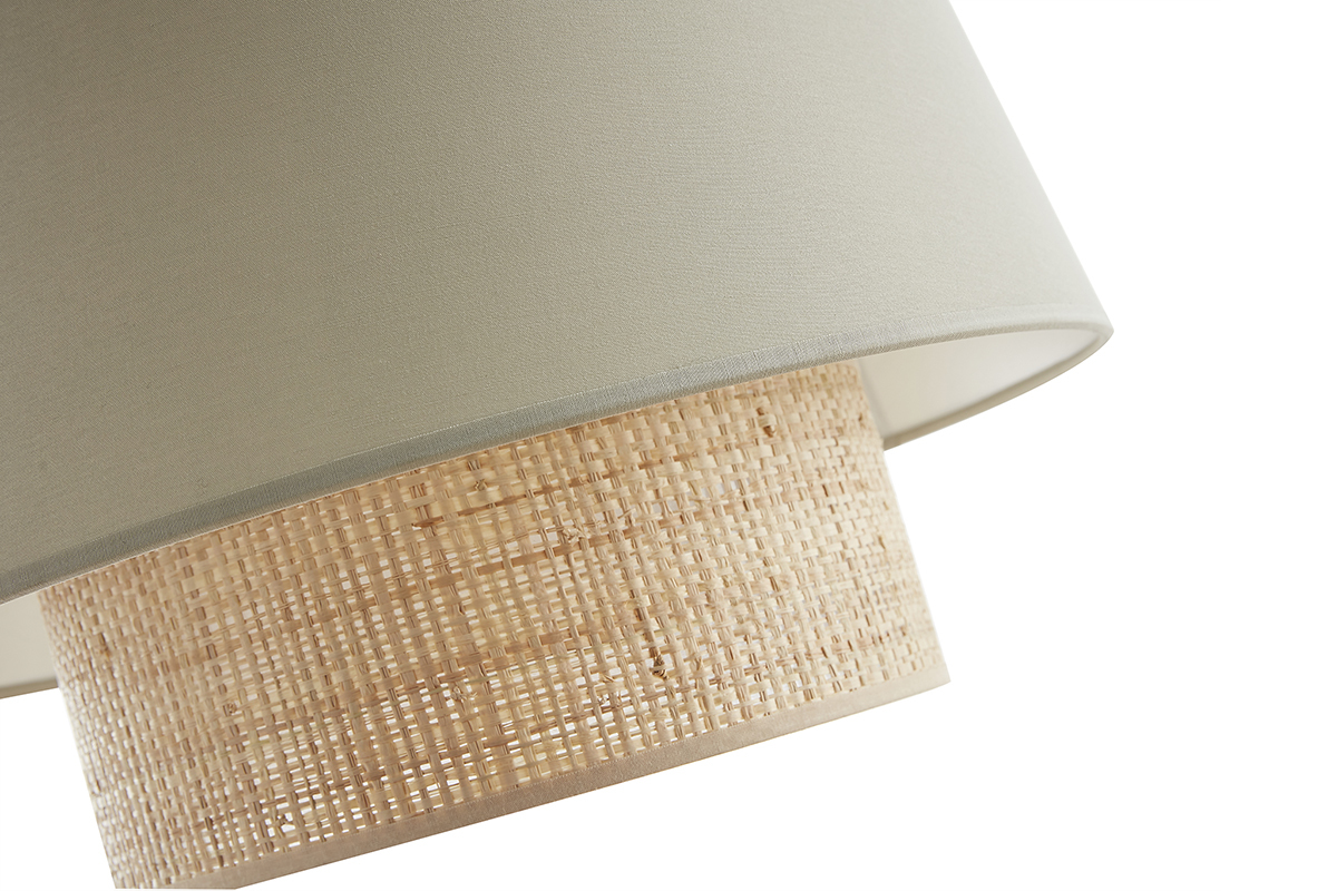 Lmpara de techo de doble material con algodn verde salvia y rafia 40 cm JUME