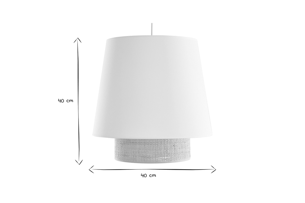 Lmpara de techo de doble material con algodn verde salvia y rafia 40 cm JUME
