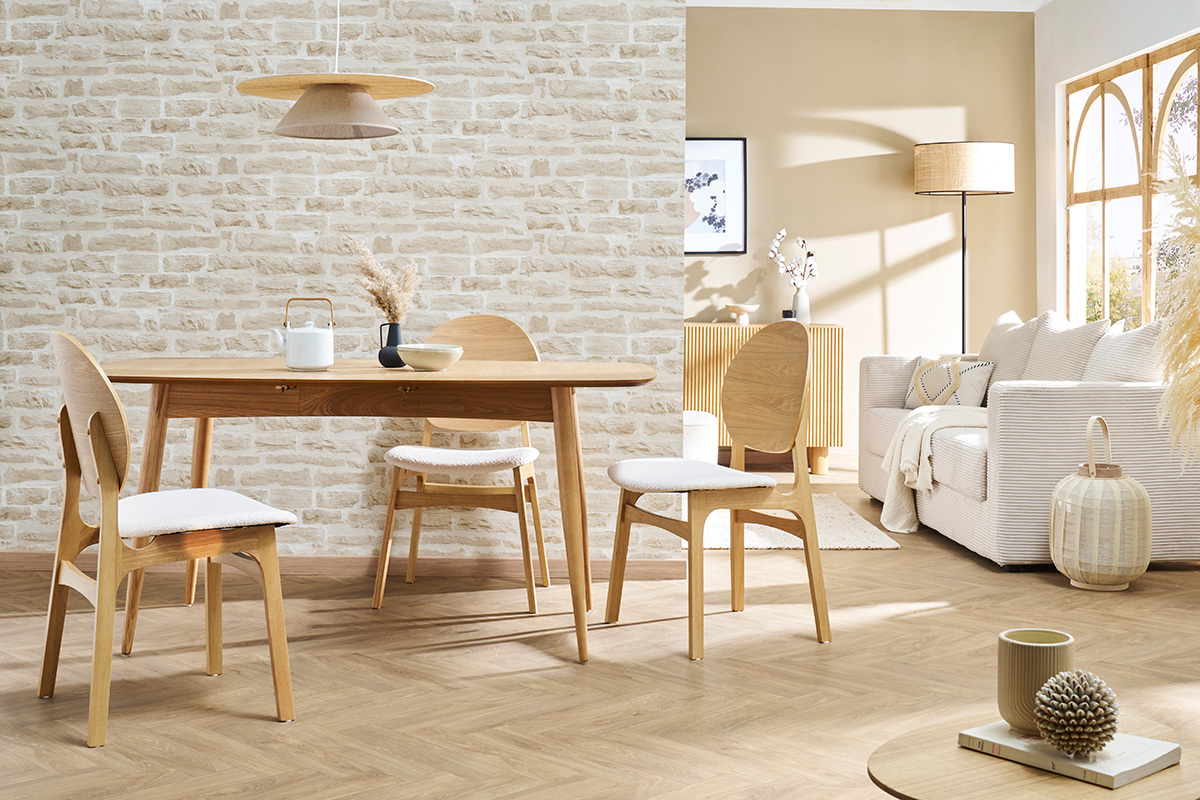Lmpara de techo de lino beige y rafia natural 55 cm AZAMI