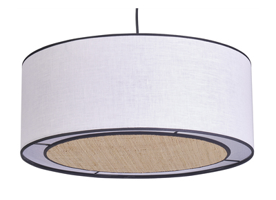 Lámpara de techo de lino blanco y rafia 50 cm de diám. TRAVES