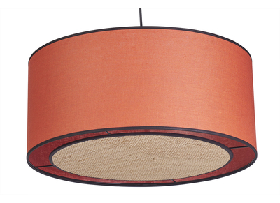 Lámpara de techo de lino color ladrillo y rafia 50 cm de diám. TRAVES