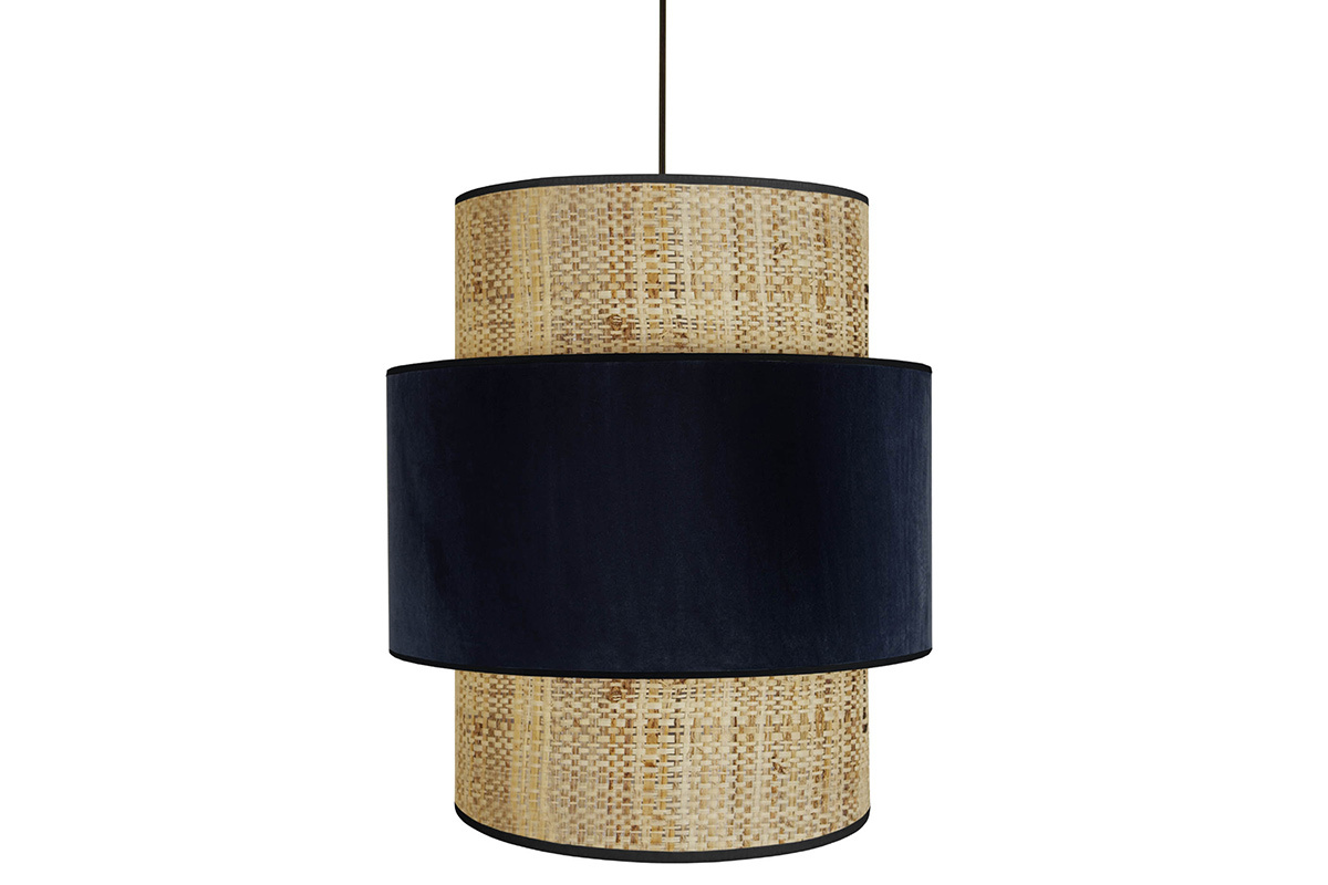 Lmpara de techo de yute y terciopelo negro 40cm de dim. CHILL