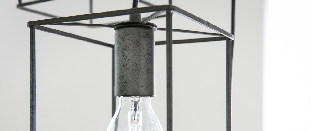 Lámpara de techo industrial 3 bombillas metal envejecido QUATRO