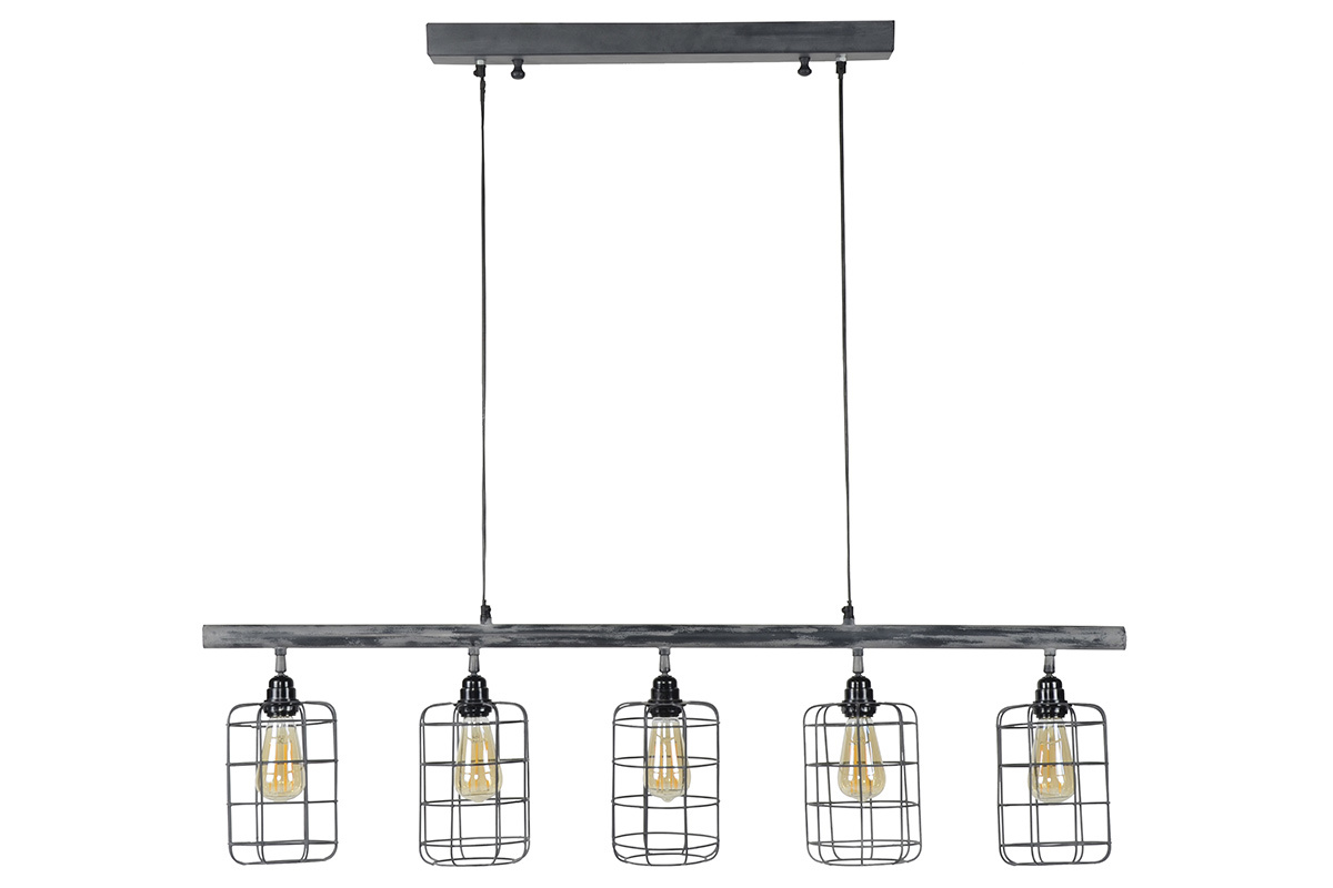 Lmpara de techo industrial 5 bombillas en metal gris LOFT