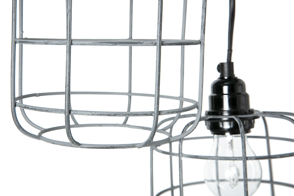 Lmpara de techo industrial de metal gris LOFT con 5 lmparas multinivel