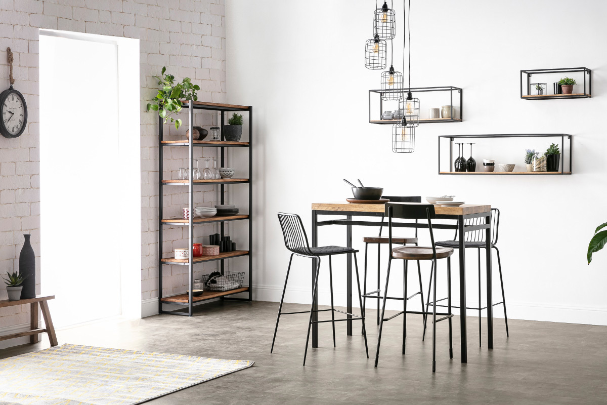 Lmpara de techo industrial de metal gris LOFT con 5 lmparas multinivel