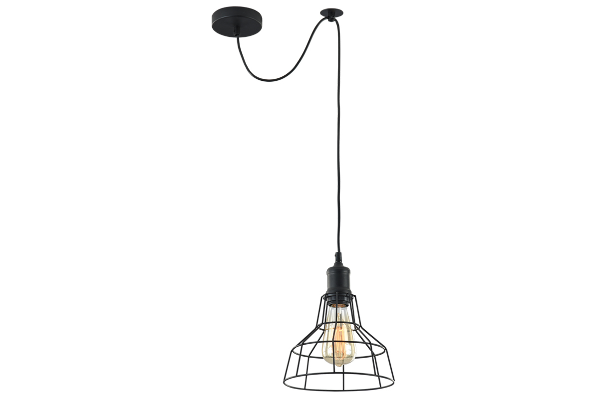 L�mpara de techo industrial metal negro TELA