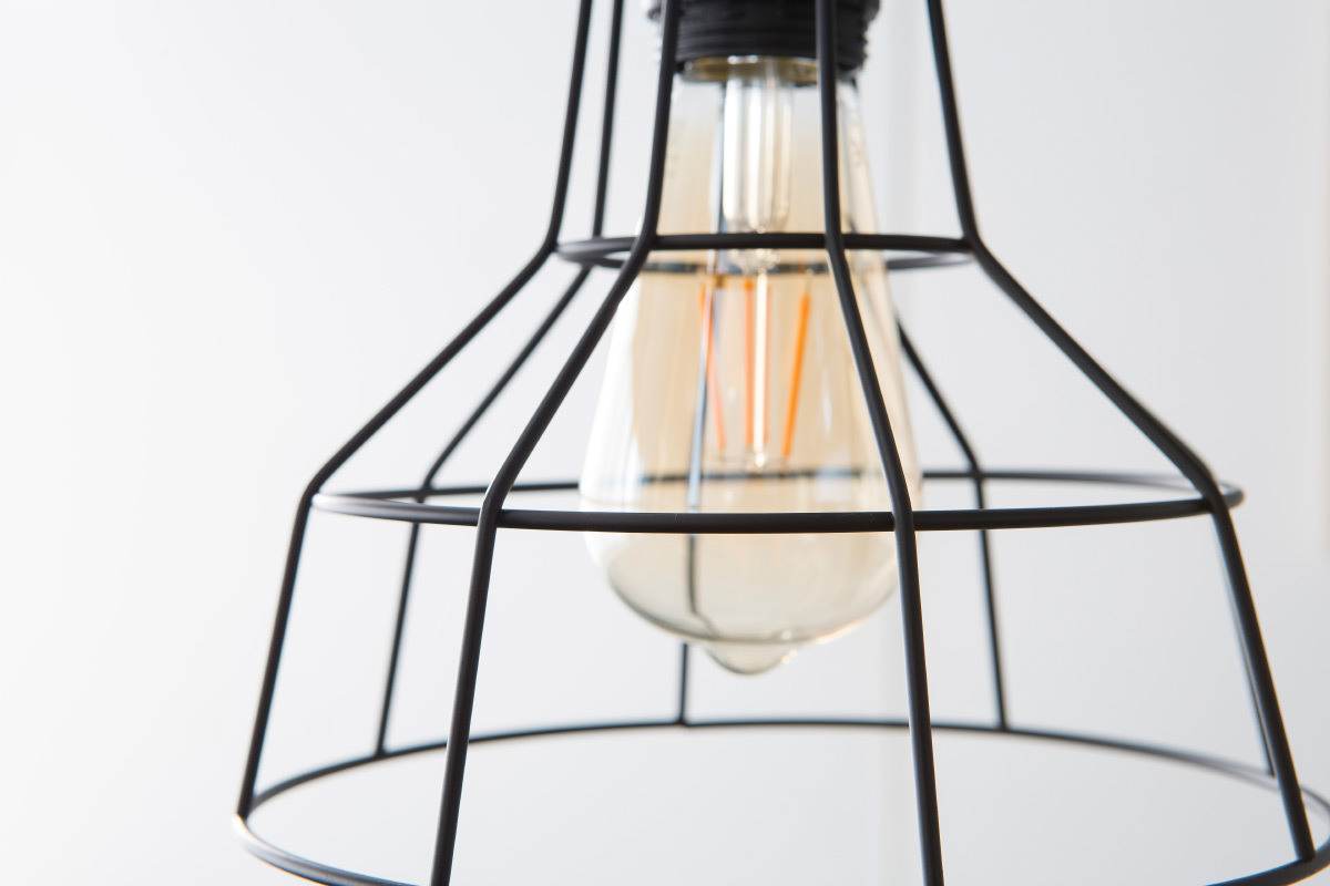 L�mpara de techo industrial metal negro TELA