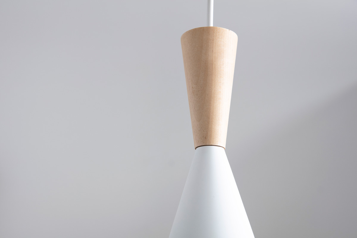 Lmpara de techo metal blanco y madera D19cm JAVA