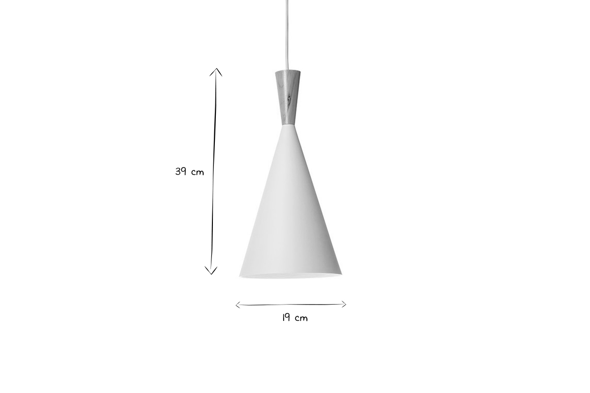 Lmpara de techo metal blanco y madera D19cm JAVA
