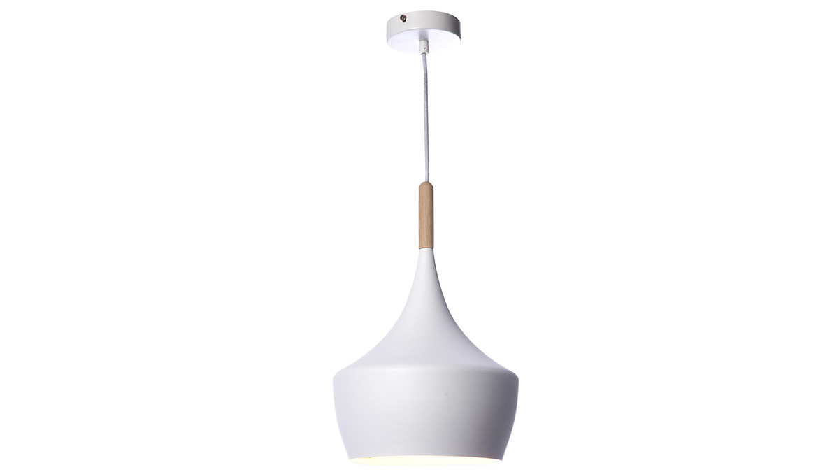 Lmpara de techo metal blanco y madera D24cm JAVA