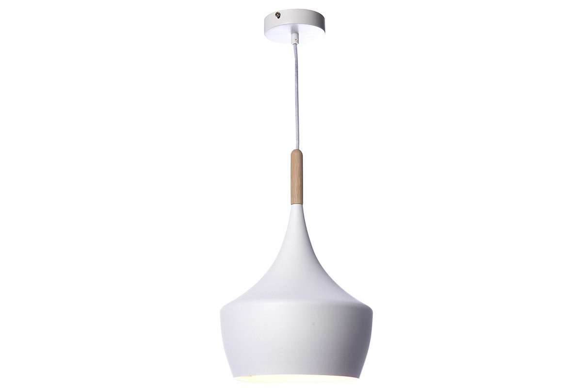 Lmpara de techo metal blanco y madera D24cm JAVA