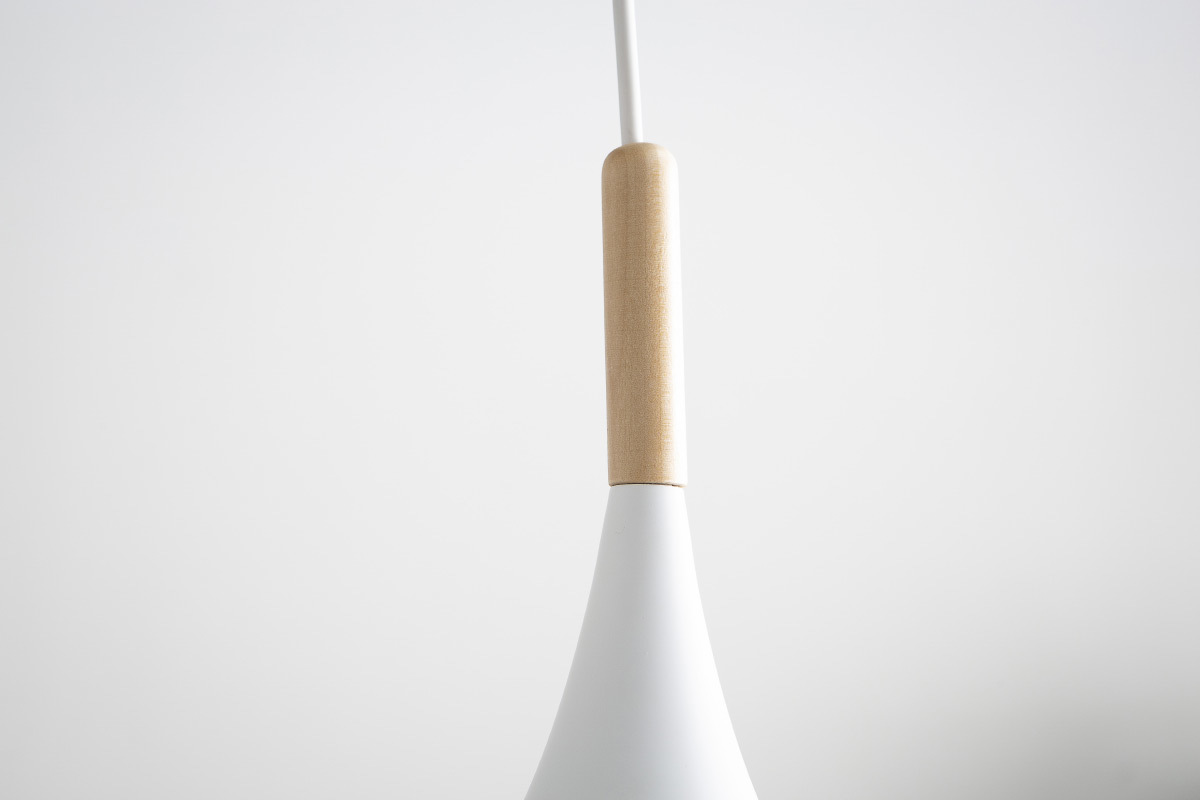 Lmpara de techo metal blanco y madera D24cm JAVA