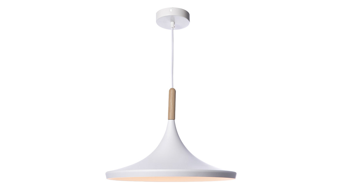 Lmpara de techo metal blanco y madera D36cm JAVA