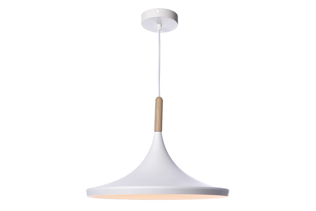 Lmpara de techo metal blanco y madera D36cm JAVA