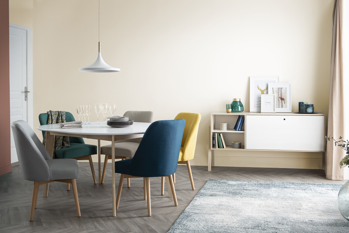 Lmpara de techo metal blanco y madera D36cm JAVA