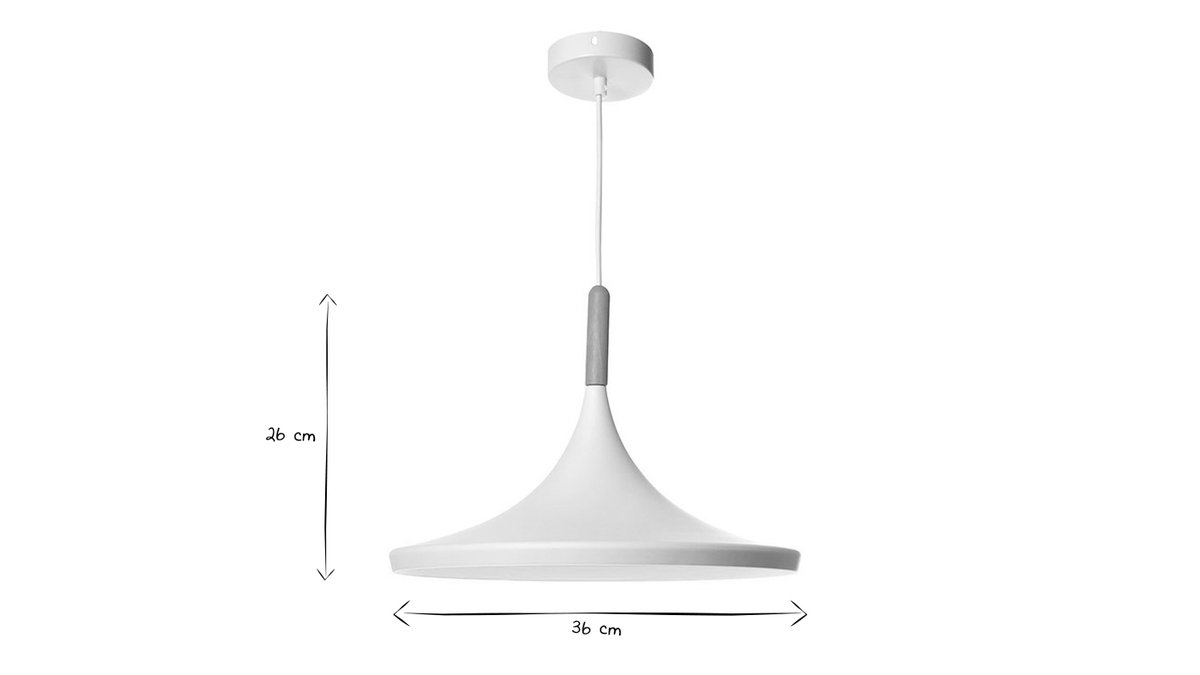 Lámpara de techo metal blanco y madera D36cm JAVA