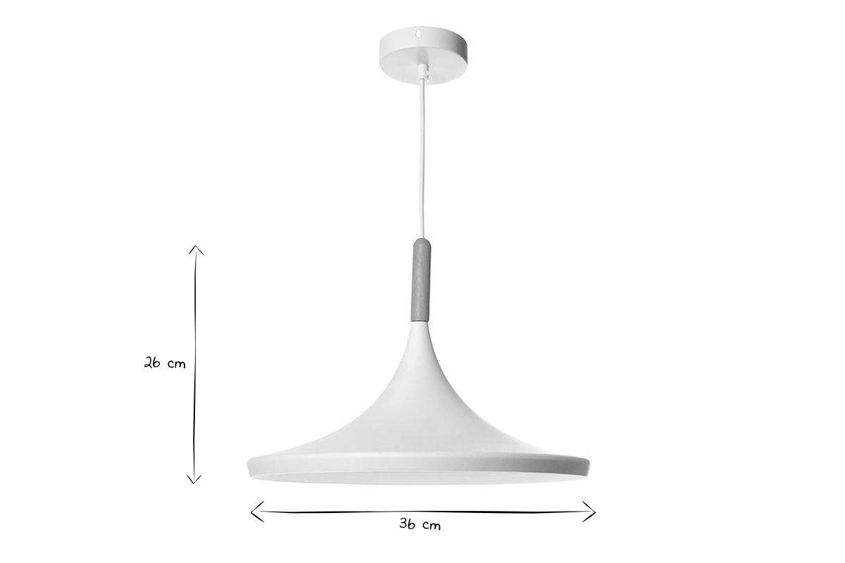 Lmpara de techo metal blanco y madera D36cm JAVA